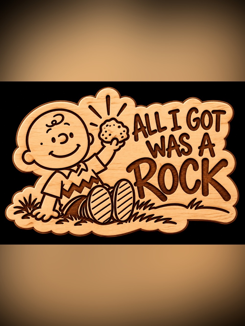1 NEW wood engraved hand crafted “All I Got Was A Rock” magnet